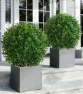 Artificial Eucalyptus Topiary Ball Trees for Outdoor Set of 2 Fake Plant Bushes with Ground Spike UV Resistant Faux Shrubs for Garden Front Porch, Green