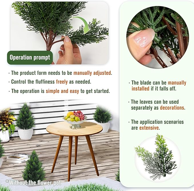 Artificial Cedar Topiary Plants: 20 Inch (2P) UV Resistant Faux Pine Stems Shrubs Plastic Greenery for Outdoor Indoor Home Decor, Garden, Front Porch, Office, Restaurant & Holiday Party