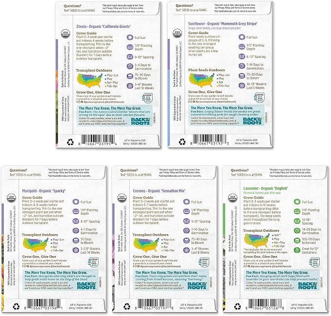 Back to The Roots Organic Flowers Seeds Variety (5-Pack)