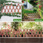 Expandable Garden Lattice Fence, Wooden Trellis for Climbing Outdoor Plants, Stretchable Panel Wall Trellis Vertical Rack Wood Frame Patio Decorative for Vine Ivy Rose