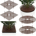 Nuanchu 6 Pcs Plant Pot Covers Grid Soil Protector from Animals 11.8" Cuttable Flower Protector Cat Digging Stopper Plant Pot Cover with Stakes for Indoor Outdoor Gardening, Round Square(Brown)