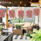 Artificial Hanging Flowers for Outdoors Spring Summer Decoration, 8PCS UV Resistant Silk Fake Hanging Plants for Patio Porch Front Yard Window Garden Indoor Decor(Hot Pink&Light Pink,8PCS)
