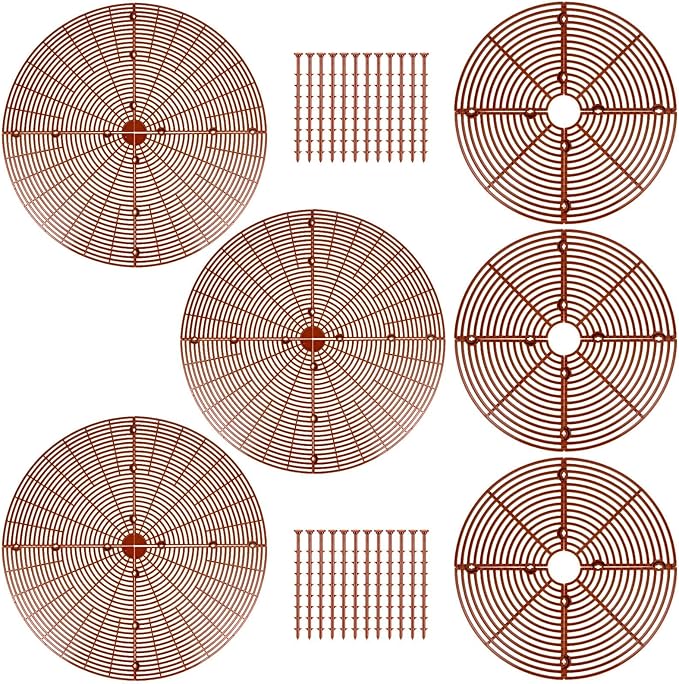 6 Pcs Plant Grid Soil Protector Covers 11.8 Inch 20.8 Inch Cuttable Flower Cover with 60 Stakes Plastic Pot Grid for Indoor Outdoor