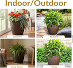 Sunnydaze 24-Inch Anjelica Large Plastic Pot for Plants - Outdoor Double-Walled Large Plastic Planter with Drillable Drainage Holes - Rust - 4pk