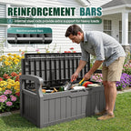 Devoko 80 Gallon Storage Bench Deck Box Lockable for Patio Furniture, Garden Decor and Outdoor Seating for Cushions, Garden Tools and Pool Supplies (Grey)