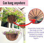 LaLaGreen Hanging Baskets for Plant Outdoor (6 Pack, 16 Inch) Extra Large Hanging Planter with Coco Liner Black Metal Wire Round Flower Pot Holder Hang Deck Porch Garden Balcony Natural Country Decor
