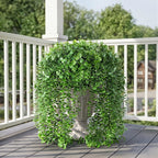 Faux Outdoor Plants Fake Hanging Plants for Outdoors Outside Decorations, 2 Pcs Green Faux Eucalyptus Vines Realistic UV Resistant Artificial Greenery for Planters Porch Garden Yard Front Door Patio