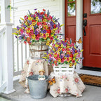 Der Rose 24 Bundles Artificial Flowers for Outdoor Fake Spring Flowers Plants UV Resistant for Home Garden Porch Window Wedding Decor