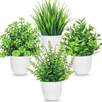 Der Rose 4 Pack Fake Plants Small Artificial Plants in Pots Faux Plants Indoor for Home Kitchen Table Bathroom Decor Accessories