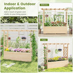 Giantex Raised Garden Bed with Sided Trellis & Hanging Roof, Wood Planter Box, Freestanding Garden Planter Raised Bed for Flowers Herbs Climbing Vines 45”x16”x41” (L x W x H)