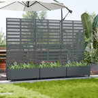 Casaphoria Metal Raised Garden Bed with Trellis and Wheels, 72"x35"x16" Planter Box for Climbing Plants, Vegetables & Vines, Features Drainage Holes and Privacy Screen, Grey-Harold
