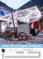 Minetom Solar String Lights Outdoor, Extra Long 72FT 200 LED Christmas String Lights with 8 Lighting Modes, Waterproof Solar Light Outdoor for Outside Tree Balcony Gazebo, Pure White