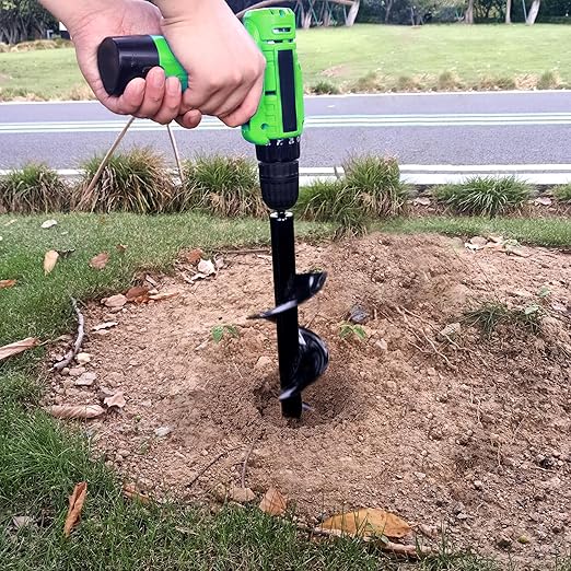 4PCS Garden Auger Drill Bit Set - 1.6x9 & 1.6x16 & 2.7x16 & 3x12 inch Planting Auger, Spiral Drill Bit, Bulb Planter, Post Hole Digger