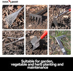 FLORA GUARD 6-Piece Garden Tool Set, Heavy Duty Gardening Hand Tools,Includes Trowel, Rake, 2-in-1 Hoe & Crack Weeder, Durable Yard Gardening Tools, Ideal Gardening Gift for Men & Women