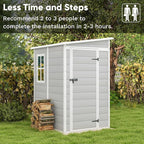 Patiowell 5x4 FT Outdoor Storage Shed with Floor, Resin Outside Storage Shed with Floor & Lockable & Window Door for Patio Furniture, Garden Tools and Bicycle, Light Gray