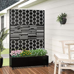 Casaphoria Metal Raised Garden Bed with Trellis and Wheels, 72"x47"x16" Planter Box for Climbing Plants, Vegetables & Vines, Features Drainage Holes and Privacy Screen, Black(Square&Shine)