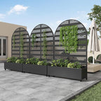 Casaphoria Metal Raised Garden Bed with Trellis and Wheels, 72"x47"x16" Arched Planter Box for Climbing Plants, Vegetables & Vines, Features Drainage Holes and Privacy Screen (Black-Harold)