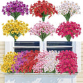 Bassion 24 Bundles Artificial Flowers for Outdoors Decoration, UV Resistant Mixed Color Silk Fake Faux Flowers Artificial Plants for Outside Window Box Porch Garden Home Decor