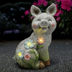 Leekung Solar Pig Statues Garden Decor,Outdoor Statue Sculpture with Led Lights,Solar Garden Decorations Pig Figurines for Patio,Balcony,Yard,Lawn,Unique Housewarming Birthday Gifts for Mom Women