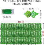 ODTORY Artificial Ivy Fence Privacy Screen,60 x 120 Inch UV-Anti Artificial Fake Ivy Hedge,Light Green Artificial Hedge Backyard Decor for Indoor, Outdoor,Garden,Fence,Balcony and Many Other Scenarios