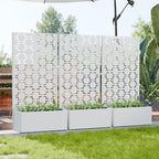 Casaphoria Metal Raised Garden Bed with Trellis, 59"x30"x12" Planter Box for Climbing Plants, Vegetables & Vines, Features Drainage Holes and Privacy Screen, White-Square