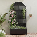 Casaphoria Metal Raised Garden Bed with Trellis and Wheels, 72"x35"x16" Arched Planter Box for Climbing Plants, Vegetables & Vines, Features Drainage Holes and Privacy Screen (Black-Louvered)