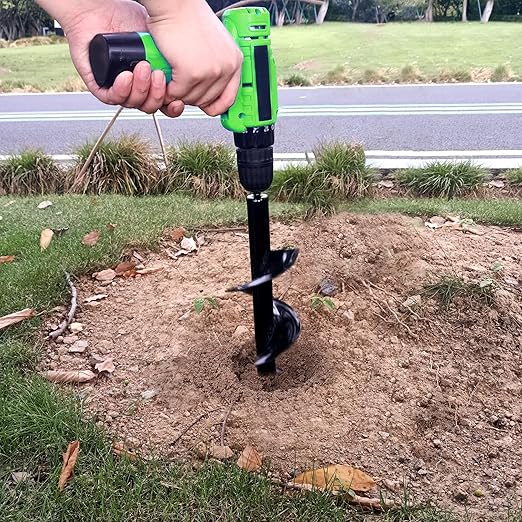 5PCS Garden Auger Drill Bit Set - 1.6x9 & 1.6x16 & 4x12 & 3.5x16 & 2x32 inch Planting Auger, Spiral Drill Bit, Bulb Planter, Post Hole Digger