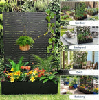 Metal Raised Garden Bed with Trellis & Privacy Screen, 70.1"x45"x15" Galvanized Metal Planter Box with Drainage Holes for Patio Balcony Outdoor Climbing Plants Flowers Vegetable, Black