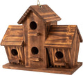 COLEBA Bird Houses for Outside, Outdoor 4 Hole Bird House Room for 4 Bird Families Bluebird Finch Cardinals Hanging Birdhouse for Garden