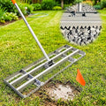 Lawn Leveling Rake 2.0, 2-in-1 Double-Sided Landscape Leveler with 20 Marking Flags for Low Spot, Heavy Duty Stainless Steel Flat & Serrated Side for Soil Sand Gravel, Yard Garden Golf Course 30"×10"
