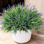 Ivydale 20PCS Artificial Plants Fake Flowers Monkey Grass for Outdoors,UV Resistant Realistic Purple Faux Greenery Shrubs Outside Decor for Home Garland Porch Patio Balcony Planter Yard Office Pathway