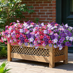 Artificial Flowers for Outdoors Fake Plants Outside Decoration, 20 Bundles Silk Petunia with Eucalyptus UV Resistant Realistic Faux Flowers for Outdoor Planters Garden Balcony Yard Porch Patio, Mix