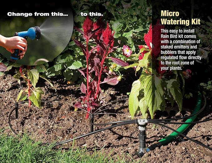 Rain Bird SWDMSPKIT Drip Irrigation Spot Watering Manifold on a Spike Kit, Bubblers and Emitters