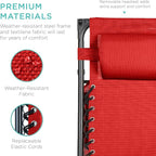 Best Choice Products Folding Zero Gravity Outdoor Recliner Patio Lounge Chair w/Adjustable Canopy Shade, Headrest, Side Accessory Tray, Textilene Mesh - Crimson Red