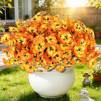 ZAIYW 18 Bundles Artificial Flowers Outdoor Fake Flowers Pansies Faux Artificial Plants for Planter Porch Yard Home Decor (Orange Yellow)