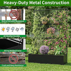 Privacy Planters for Patio – Metal Raised Garden Bed with Trellis and Privacy Screen, 71"×47.2"×16" Planter Box with Drainage Holes for Climbing Plants, Vegetables, and Vines, Outdoor Backyard Black