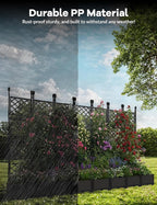 7 PCS Raised Garden Bed with Trellis & Privacy Screen, 116" w x 63" Tall Vertical Garden Planter Box for Climbing Plants - Sturdy Lightweight Outdoor Planter for Vegetables, Flowers on Patio, Balcony
