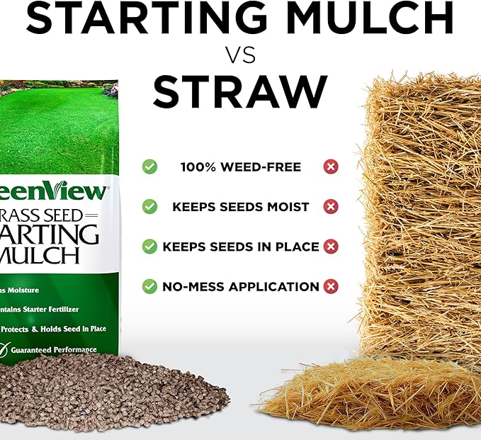 GreenView Grass Seed Starting Mulch – Ideal for Newly seeded lawns and Bare Spots -18 lb. Bag - Covers 360 sq. ft.