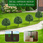 27.6" Artificial Topiary Boxwood Tree, Faux Boxwood Topiary Spheres with Spike, 2 Set Plants Shurbs Tree Waterproof UV Resistant Fake Plants for Outdoor Planter Porch Home Garden Spring Decor
