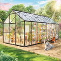 Wanan 8x16FT Greenhouses for Outdoors, Quick Assembly Green House with UV Protection, Heavy Duty Windproof Aluminum Frame, Adjustable Roof Vent for Backyard or Outdoor Garden Use