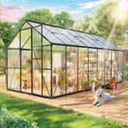 Wanan 8x16FT Greenhouses for Outdoors, Quick Assembly Green House with UV Protection, Heavy Duty Windproof Aluminum Frame, Adjustable Roof Vent for Backyard or Outdoor Garden Use