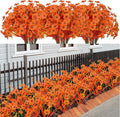 21 Bundles Artificial Outdoor UV Resistant Flowers No Fade Fake Outside Flowers Plastic Greenery Faux Shrubs Garden Porch Window Box Home Decoration(Deep Autumn Orange)