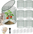 Breeze Touch 6 Pcs Plant Protectors from Animals, 12" H x 12" D Metal Plant Cages for Outdoor Plants, Sturdy Garden Cloches for Plants, Anti-Scratch Chicken Wire Mesh/Fencing, Strawberry Protector