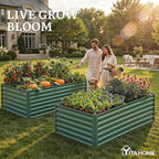 YITAHOME 6x3x2ft Large Raised Garden Bed Kit, Galvanized Metal Planter Box with Gloves, Support Rod, Outdoor Above Ground Planters for Plants, Vegetables, Flowers, Green