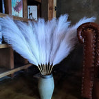 Premium Faux White Pampas Grass Decor 8pcs 43.3″ – Pure Cream Tall Fluffy Feather Flowers, No Assembly 18-Branch One-Piece Stems for Wedding Boho & Minimalist Home Decor, Floor Vase Arrangement