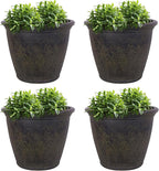 Sunnydaze 24-Inch Anjelica Large Plastic Pot for Plants - Outdoor Double-Walled Large Plastic Planter with Drillable Drainage Holes - Sable - 4pk