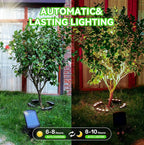 Solar Tree Lights Outdoor, Palm Tree Ring Lights with 3-in-1 Tie/Stake/Hang Installation, Warm White LED Tree Uplighting, 2000mAh Battery IP65 Waterproof Solar Tree Spotlights for Yard, Garden