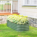 Outsunny 5' x 2' x 1' Galvanized Raised Garden Bed Kit, Outdoor Metal Elevated Planter Box with Safety Edging, Easy DIY Stock Tank for Growing Flowers, Herbs & Vegetables, Green