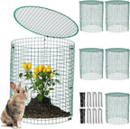 6 Pack Garden Plant Protectors from Animals with Stakes, Metal Mesh and Detachable Covers Wire Plant Cage for Keeping Bunny Animals Out, Chicken Wire Cover Garden Protect (12 * 13 in)