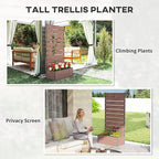 Outsunny Raised Garden Bed with Trellis for Climbing Plants, Planter Box with Self Draining Gap, Freestanding Trellis Planter for Outdoor, Patio, Deck, 28.25" x 15" x 59", Brown